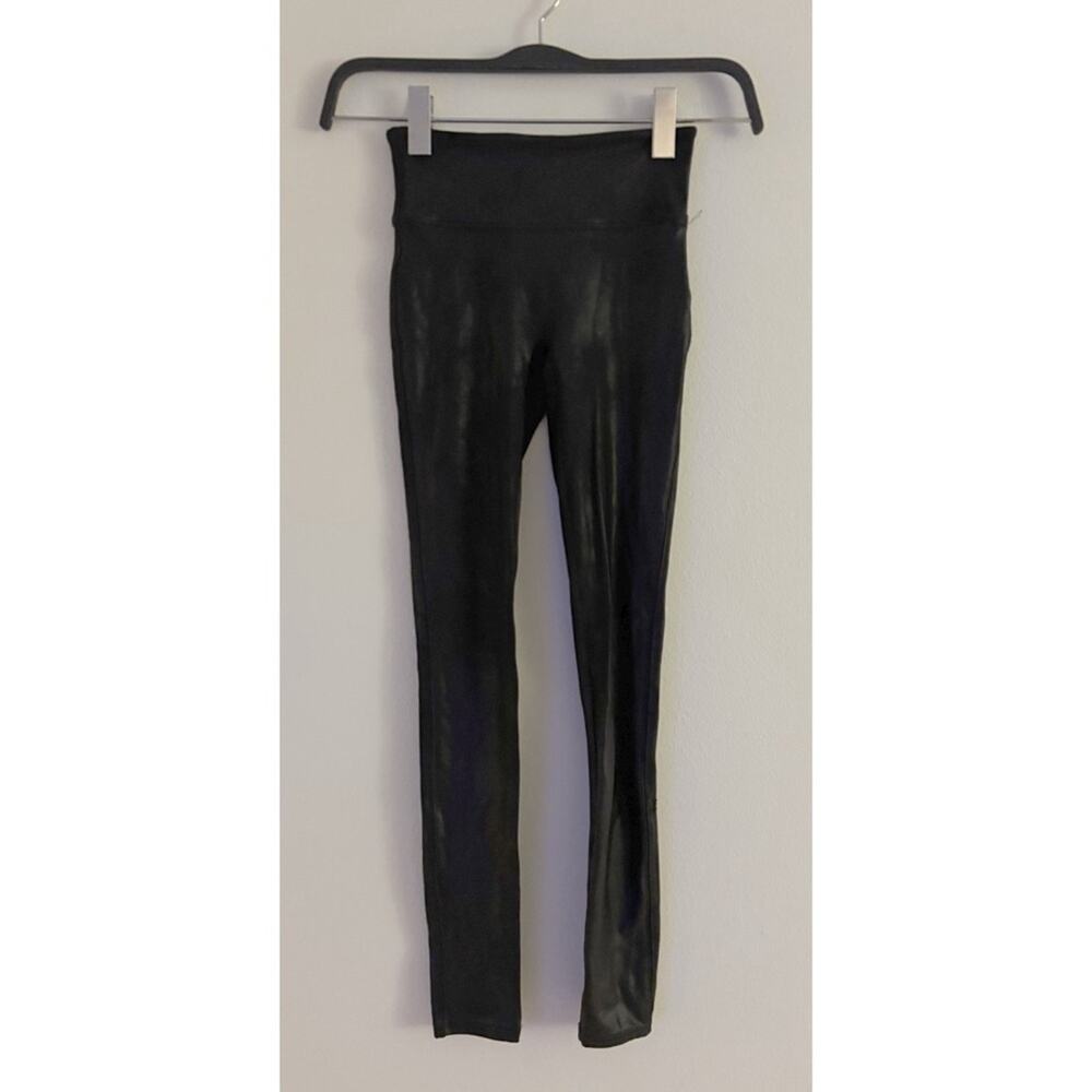 Spanx Faux Black Shine Leather Leggings XS